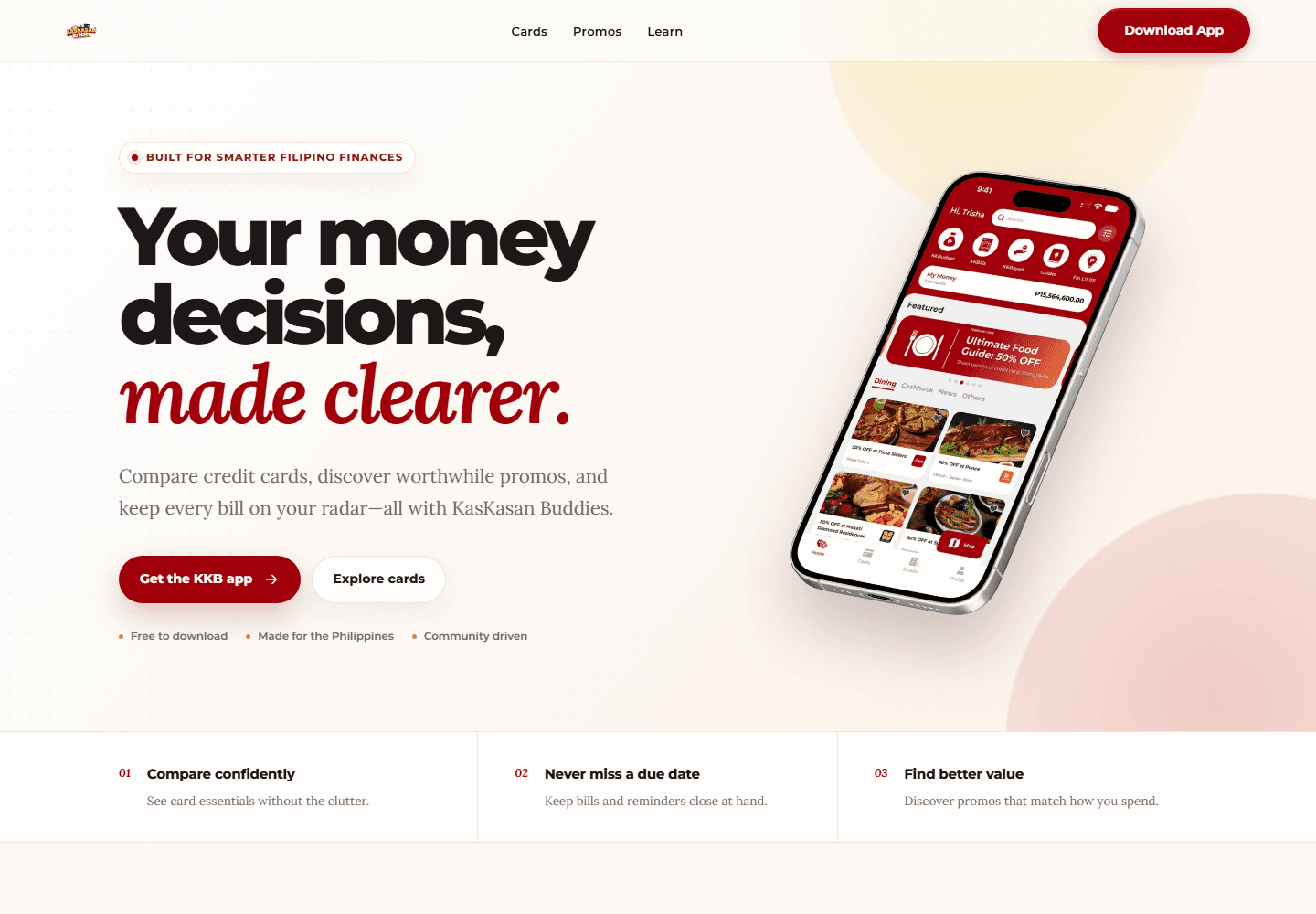 KasKasan Buddies website showing its credit card companion mobile app